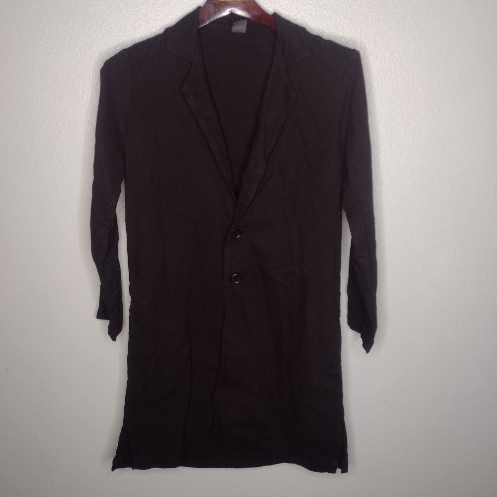 North of West Women's Jacket Small Black Button Up Collar Minimalist Lagenlook O